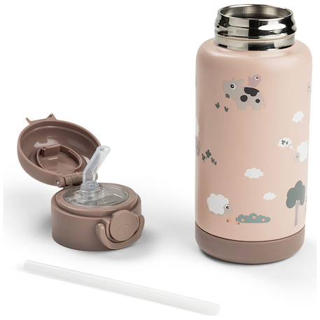 Gourde à paille isotherme tiny farm bleu (340 ml) Bleu+Rose 9 - vertbaudet enfant 