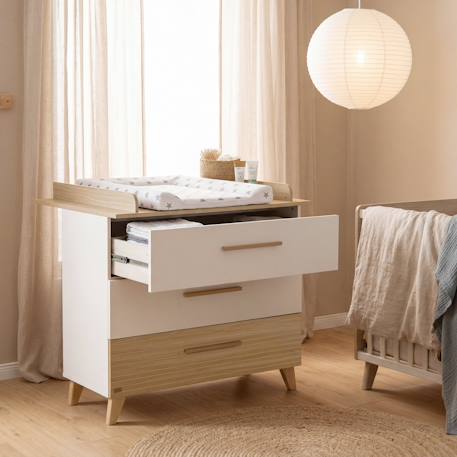 Commode à Langer 'Theo' avec Tiroirs - Convertible Blanc - Chêne 6 - vertbaudet enfant 