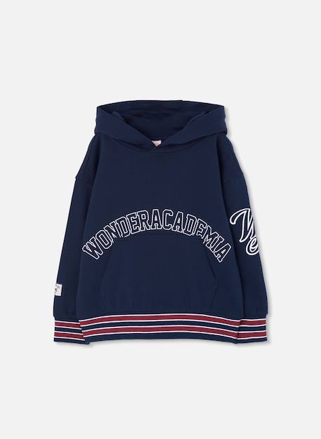Sweat-shirt garçon en molleton à capuche Bleu 1 - vertbaudet enfant 