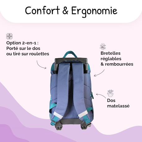 Sac à dos à roulettes 2 compartiments Lili Lou 'fée & papillons'  - 32 cm Beige 4 - vertbaudet enfant 