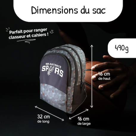 Sac à dos scolaire 2 compartiments NBA San Antonio Spurs Noir 3 - vertbaudet enfant 
