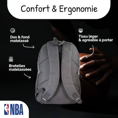Sac à dos scolaire 2 compartiments NBA San Antonio Spurs Noir 4 - vertbaudet enfant 