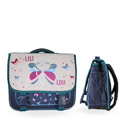 -Cartable scolaire 2 compartiments Lili Lou Papillons - 38 cm