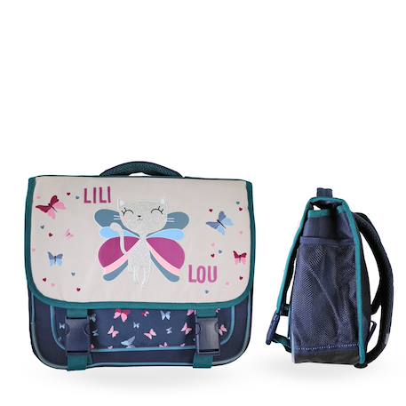 Cartable scolaire 2 compartiments Lili Lou Papillons - 38 cm Beige 1 - vertbaudet enfant 