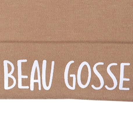 Bonnet de naissance doublé pur coton mon cœur est à maman pierre bleue Camel+Pierre bleue 2 - vertbaudet enfant 