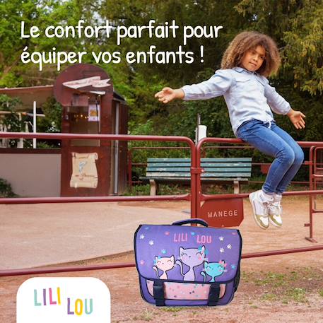 Cartable scolaire 2 compartiments Lili Lou - 38 cm Violet 5 - vertbaudet enfant 