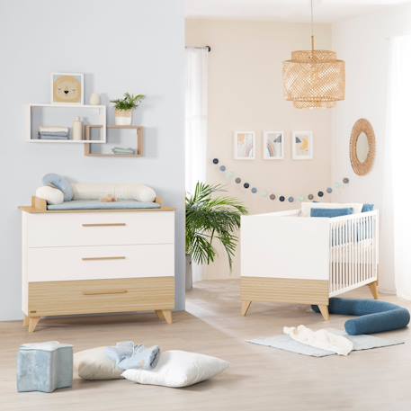 Commode à Langer 'Theo' avec Tiroirs - Convertible Blanc - Chêne 5 - vertbaudet enfant 
