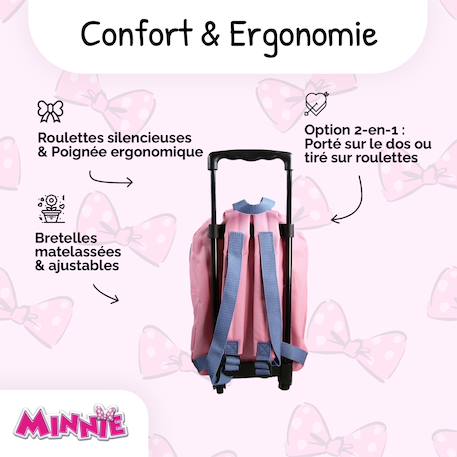 Sac à dos de maternelle à roulettes Disney Minnie Mouse - 32 cm Rose 4 - vertbaudet enfant 
