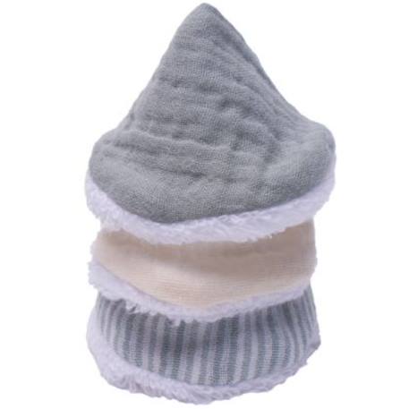 Lot de 4 cônes en gaze de coton rayé vert de gris et mousse de lait Vert de gris, mousse de lait 3 - vertbaudet enfant 
