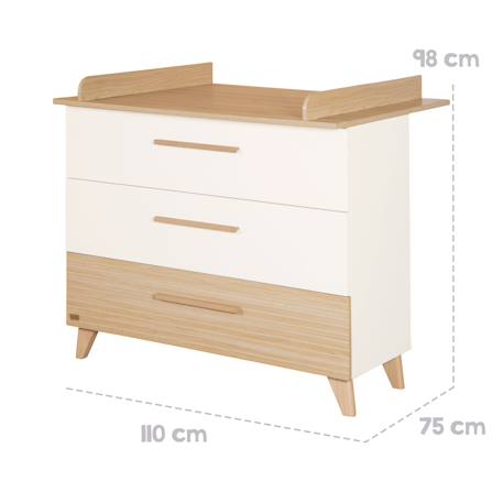 Commode à Langer 'Theo' avec Tiroirs - Convertible Blanc - Chêne 4 - vertbaudet enfant 