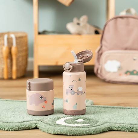 Gourde à paille isotherme tiny farm bleu (340 ml) Bleu+Rose 11 - vertbaudet enfant 
