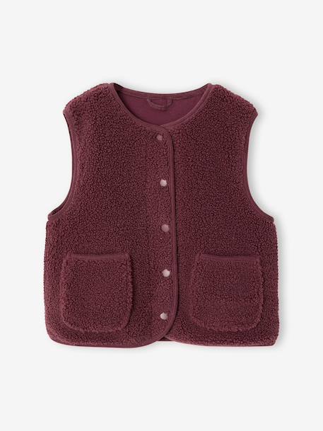 Gilet fille sans manches en sherpa blush+prune+vanille 5 - vertbaudet enfant 