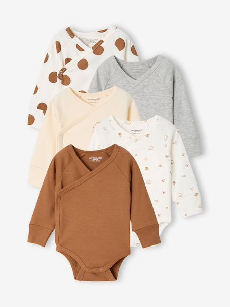 Lot de 5 bodies bébé garçon manches longues caramel 1 - vertbaudet enfant 