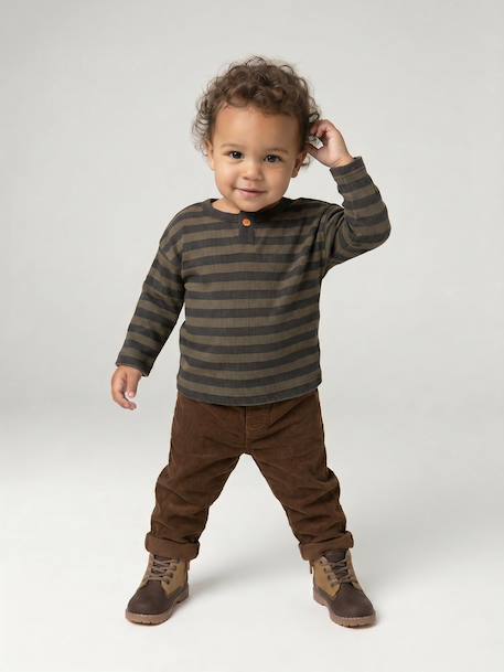 Pantalon bébé en velours côtelé bleu grisé+caramel+lichen+marron 10 - vertbaudet enfant 