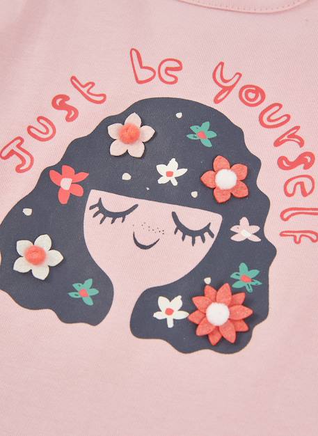 T-shirt fille en maille imprimé fille fleurs Pink 3 - vertbaudet enfant 