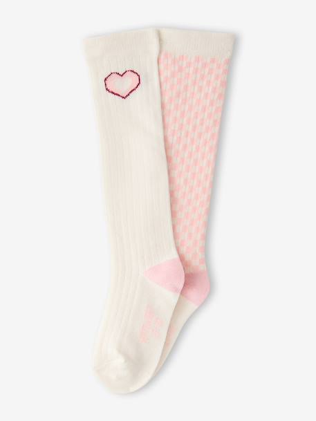 Lot de 2 chaussettes hautes fille rose bonbon 2 - vertbaudet enfant 