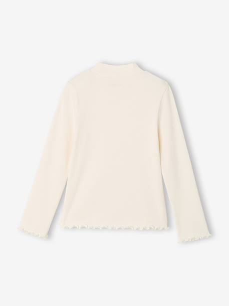 Sous-pull fille col cheminée écru+vieux rose 3 - vertbaudet enfant 