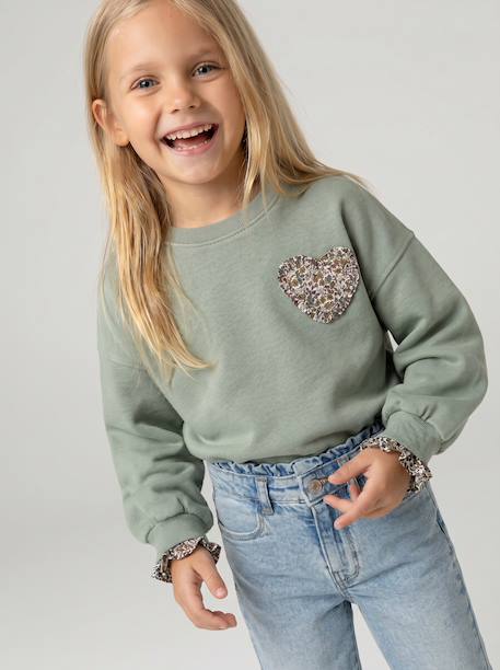 Sweat fille vert de gris 1 - vertbaudet enfant 