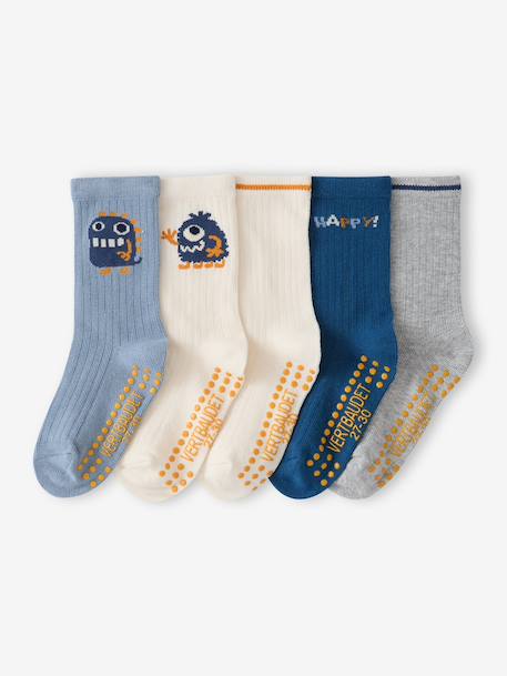 Lot de 5 chaussettes garçon bleu grisé 1 - vertbaudet enfant 