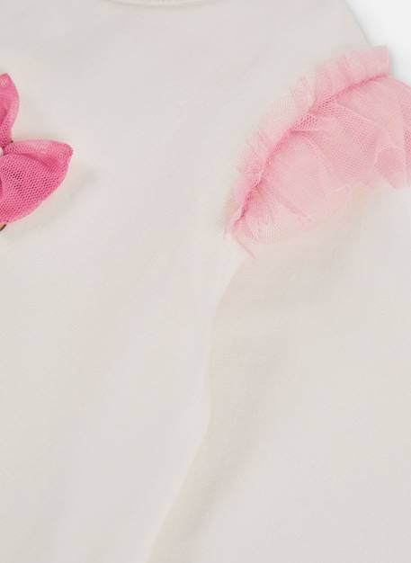 T-shirt fille en maille imprimé poupée avec tulle Blanc 4 - vertbaudet enfant 