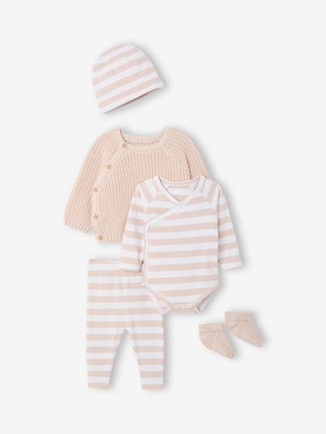 Ensemble 4 pièces bébé mixte beige chiné 1 - vertbaudet enfant 