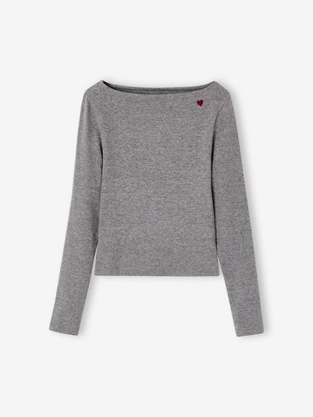 Lot de 2 t-shirts en côtes fille bordeaux+gris chiné+vert anglais 14 - vertbaudet enfant 