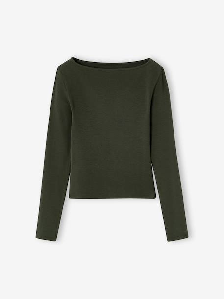 Lot de 2 t-shirts en côtes fille bordeaux+gris chiné+vert anglais 15 - vertbaudet enfant 