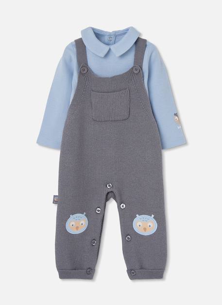 Ensemble bébé garçon avec hiboux Gris 1 - vertbaudet enfant 