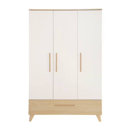 Ensemble Chambre Bébé 'Theo' Trio - Lit 70x140 + Commode à Langer + Armoire Blanc / chêne 5 - vertbaudet enfant 