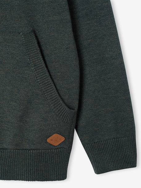 Gilet zippé col montant personnalisable garçon Bleu chiné+Ecru chiné - BROSS B 0294+vert chiné 13 - vertbaudet enfant 