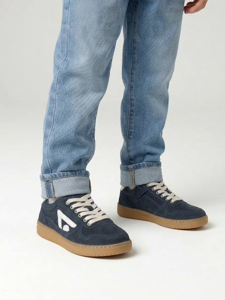 Baskets garçon cuir lacets élastiqués marine 1 - vertbaudet enfant 