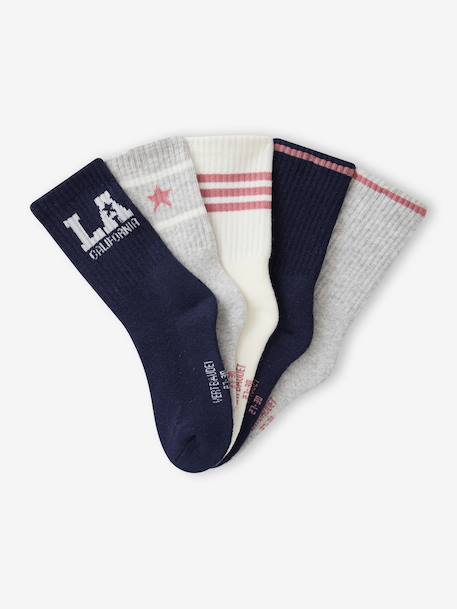 Lot de 5 chaussettes fille sport gris chiné 2 - vertbaudet enfant 
