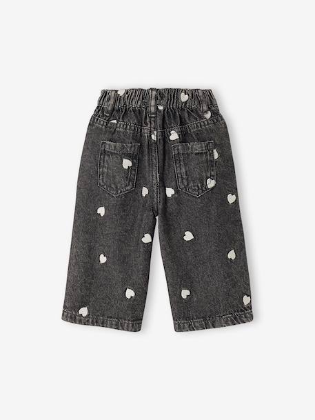 Jean large bébé fille petits coeurs brodés denim gris+double stone+stone 2 - vertbaudet enfant 