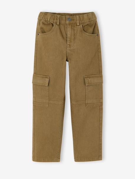 Pantalon cargo morphologie fin bleu jean+olive 5 - vertbaudet enfant 