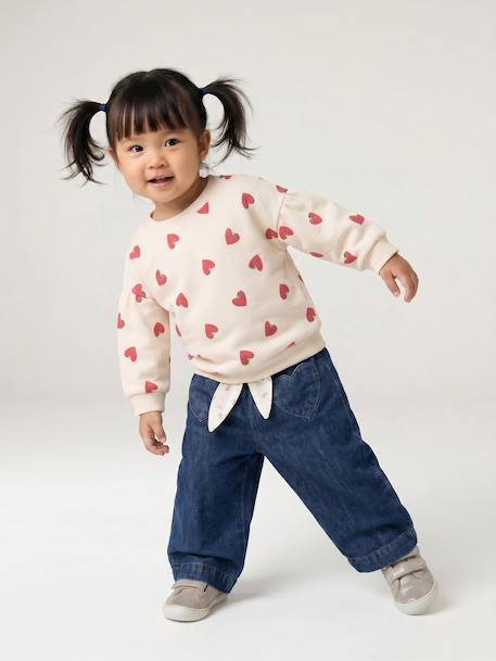 Jean large bébé avec ceinture à nouer denim brut+stone 1 - vertbaudet enfant 