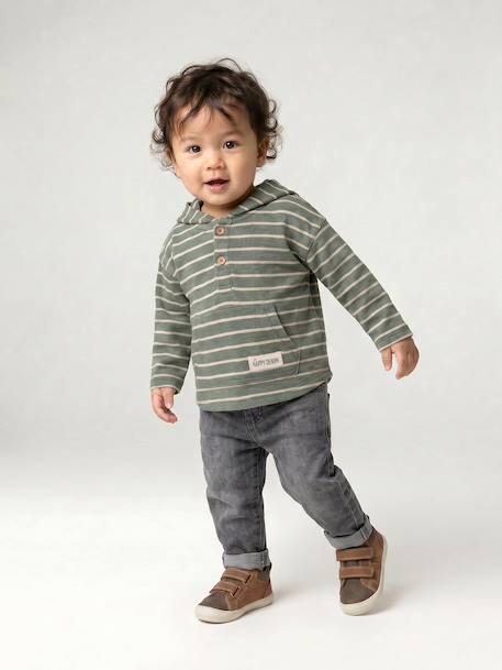 T-shirt à capuche bébé bleu glacier+sable+tomette+vert 23 - vertbaudet enfant 