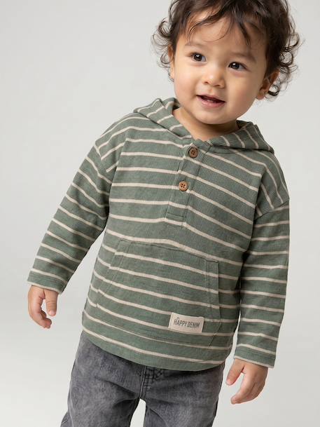 T-shirt à capuche bébé bleu glacier+sable+tomette+vert 17 - vertbaudet enfant 