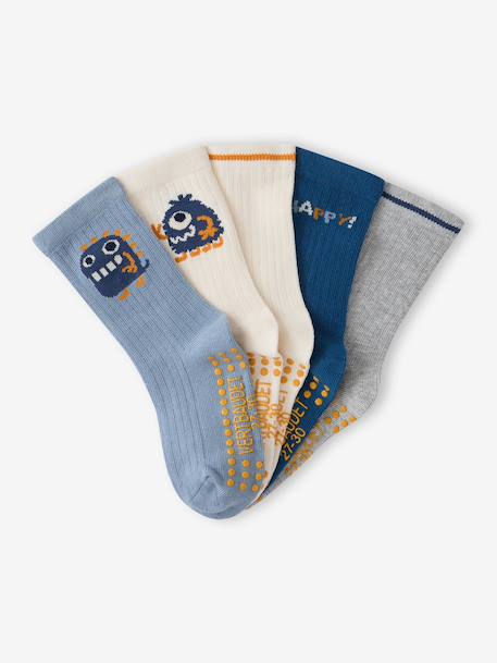 Lot de 5 chaussettes garçon bleu grisé 2 - vertbaudet enfant 