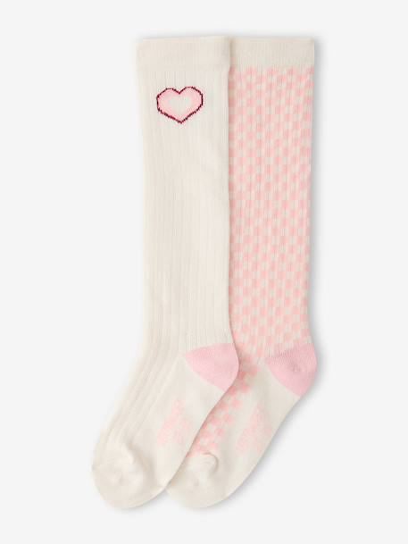 Lot de 2 chaussettes hautes fille rose bonbon 1 - vertbaudet enfant 