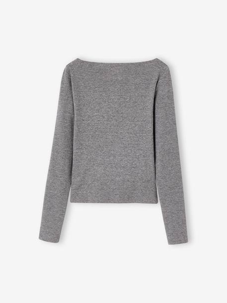 Lot de 2 t-shirts en côtes fille bordeaux+gris chiné+vert anglais 16 - vertbaudet enfant 