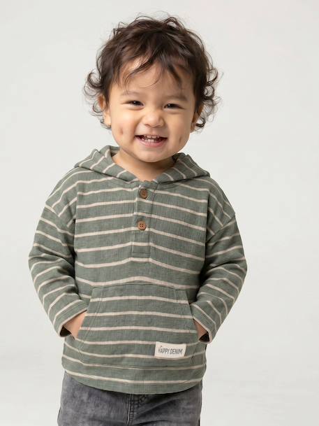T-shirt à capuche bébé bleu glacier+sable+tomette+vert 18 - vertbaudet enfant 