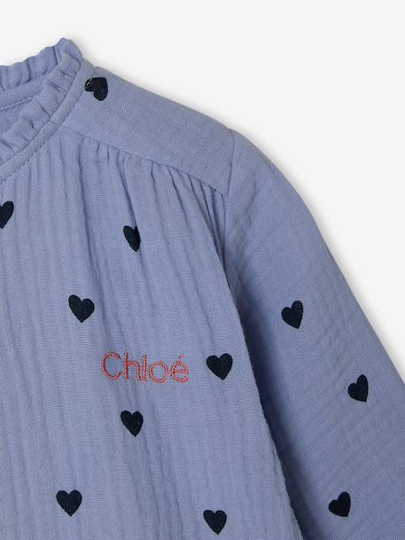 Chemise file gaze de coton imprimée personnalisable blanc imprimé+bleu chambray+écru 7 - vertbaudet enfant 