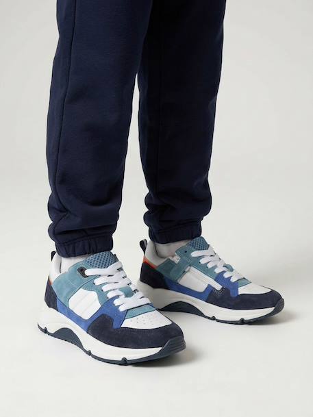 Basket enfant garçon cuir lacets marine 2 - vertbaudet enfant 