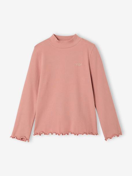 Sous-pull fille col cheminée écru+vieux rose 8 - vertbaudet enfant 