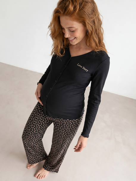 Pyjama 2 pièces allaitement anthracite+bleu nuit 2 - vertbaudet enfant 