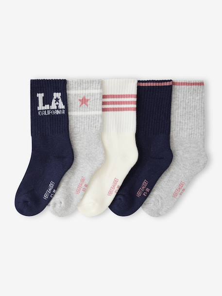 Lot de 5 chaussettes fille sport gris chiné 1 - vertbaudet enfant 