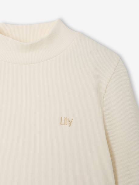 Sous-pull fille col cheminée écru+vieux rose 4 - vertbaudet enfant 