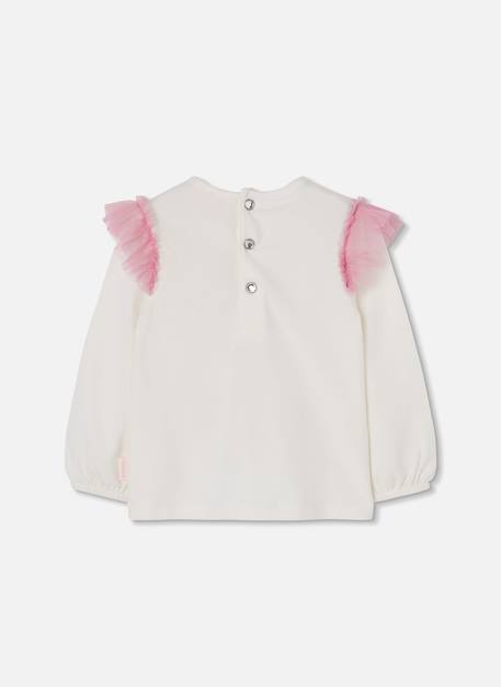 T-shirt fille en maille imprimé poupée avec tulle Blanc 2 - vertbaudet enfant 
