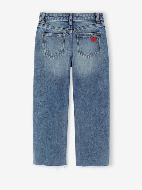 Jean droit fille bleu clair+bleu moyen 7 - vertbaudet enfant 