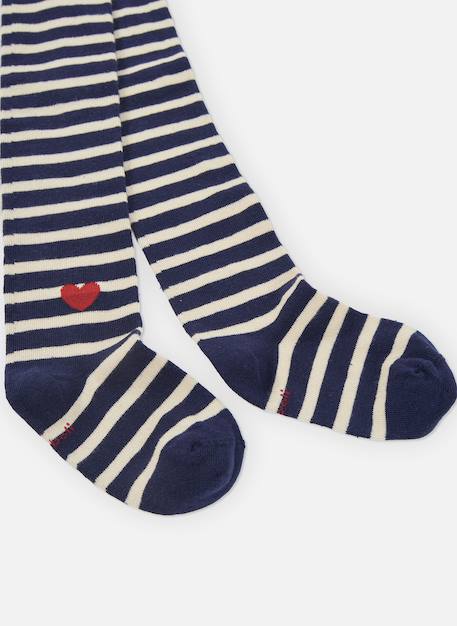 Collant fille rayé avec coeur Bleu 2 - vertbaudet enfant 